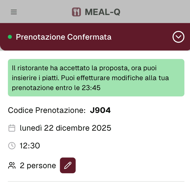 Prenotazione confermata